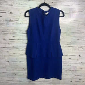 Anthropologie Sparrow large  Wool Blue Peplum Dress size large